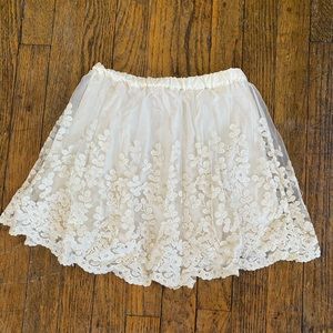 Girl’s Scooter Brown Floral Cream Lace Skirt